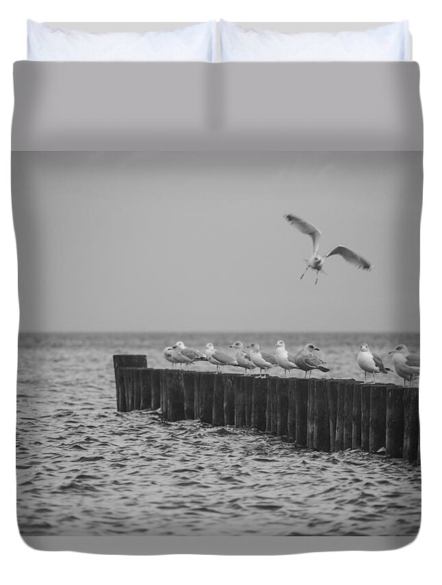 Island Of Ruegen Duvet Cover featuring the photograph Baltic Sea-Gulls by Ralf Kaiser
