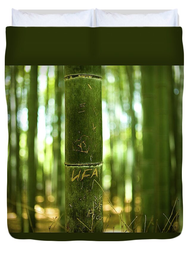 Bamboo Duvet Cover featuring the photograph Bamboo Forest In Kyoto by Rex Tc Wang