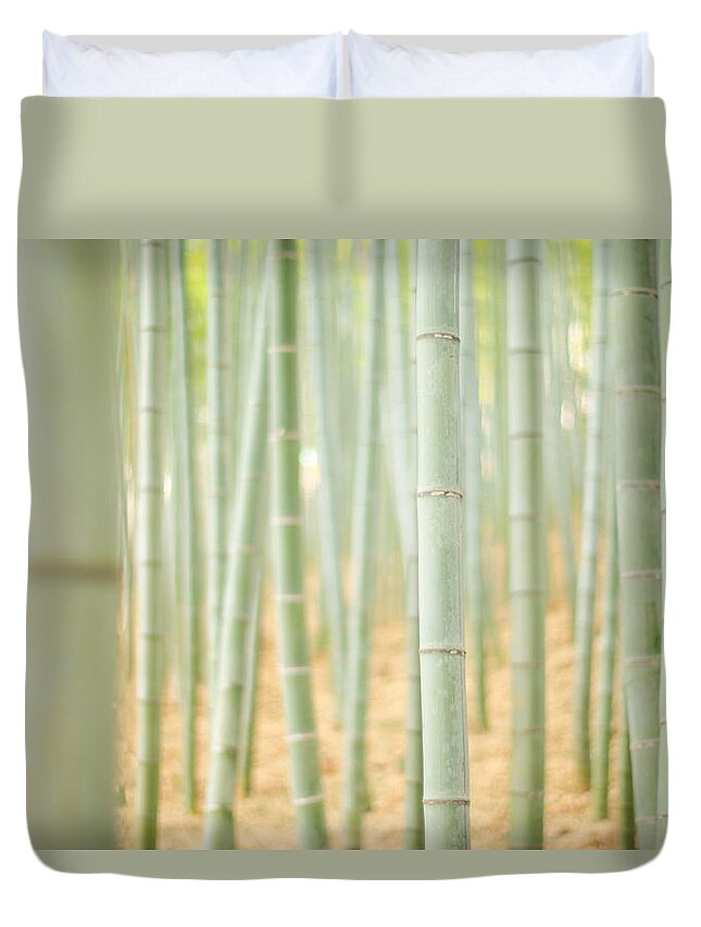 Tranquility Duvet Cover featuring the photograph Bamboo Forest by Kanekodaidesignoffice Caramel