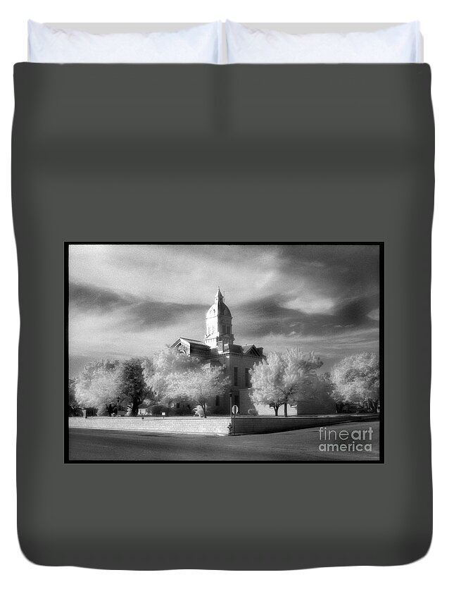 Bandera Duvet Cover featuring the photograph Bandera County Courthouse by Greg Kopriva