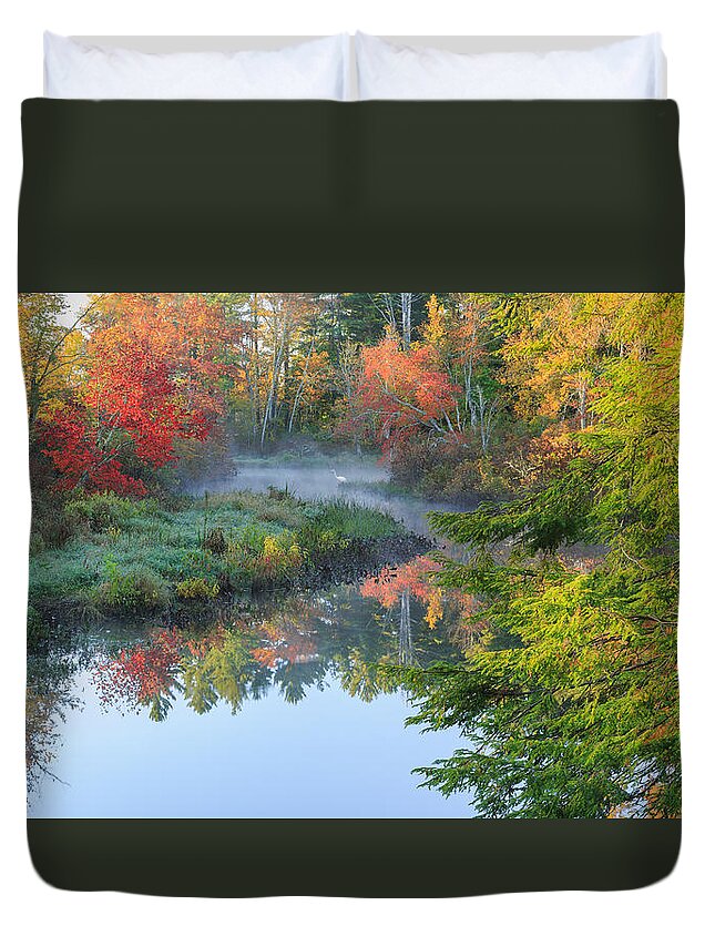 Autumn In New England Duvet Cover featuring the photograph Bantam River Autumn by Bill Wakeley