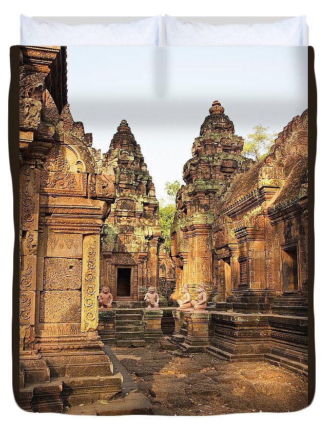 Religious Duvet Cover featuring the photograph Banteay Srei, Cambodia by David Davis