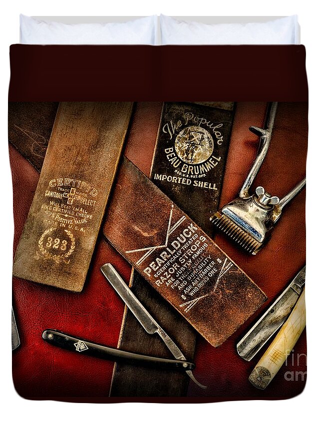 Barber - Vintage Barber Duvet Cover featuring the photograph Barber - Barber Tools of the Trade by Paul Ward