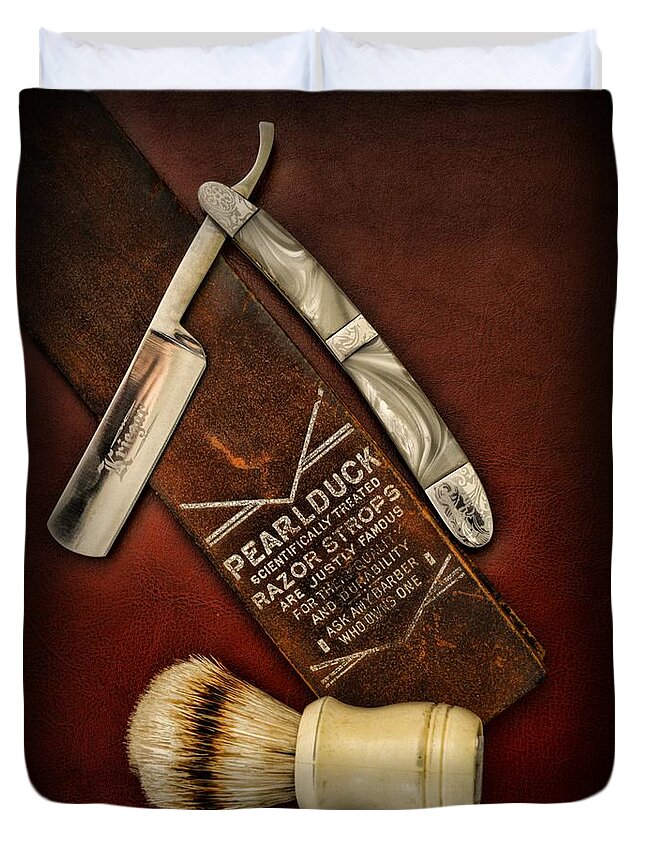 Barber - Vintage Barber Duvet Cover featuring the photograph Barber - Tools for a Close Shave by Paul Ward