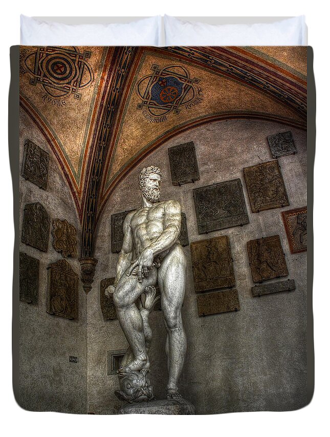 Sculpture Duvet Cover featuring the photograph Giambologna's Oceano by Michael Kirk