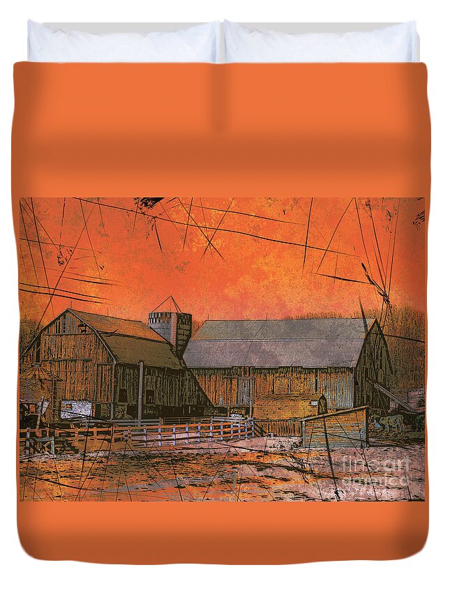 Barn Duvet Cover featuring the photograph Barn at Sunset by Claire Bull