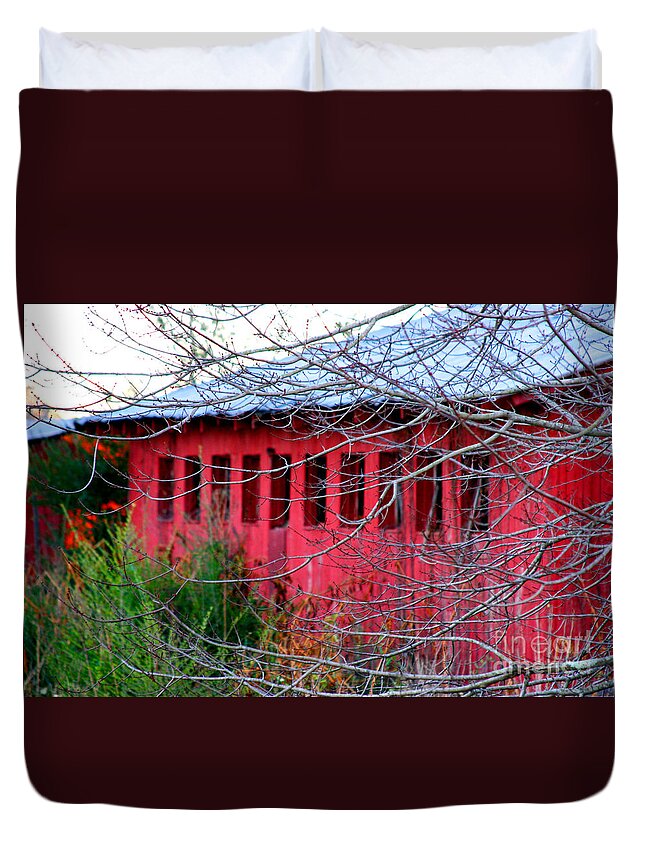 Barn Duvet Cover featuring the photograph Barn of Red by Diana Sainz by Diana Raquel Sainz