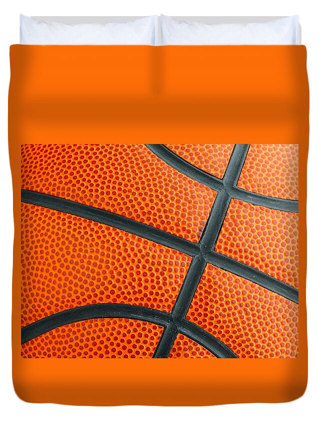 Orange Color Duvet Cover featuring the photograph Basketball Texture by Ngkaki