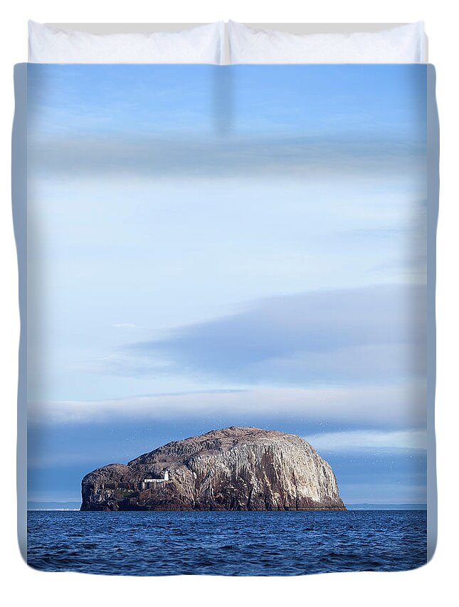 Scenics Duvet Cover featuring the photograph Bass Rock, East Lothian, Scotland by Empato