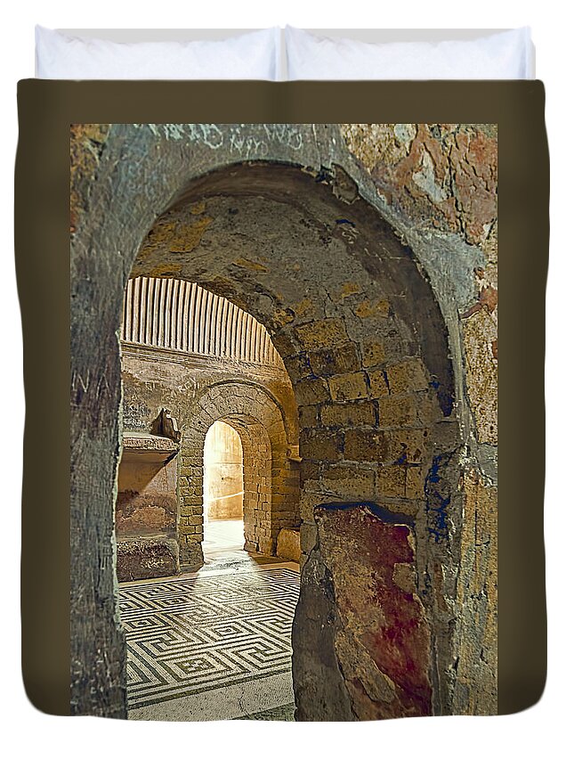Archeology Duvet Cover featuring the photograph Bath House by Maria Coulson