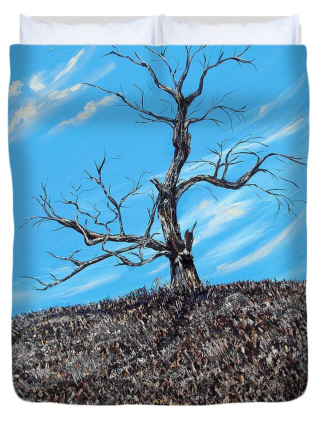 Tree Duvet Cover featuring the painting Battle Scars by Meaghan Troup
