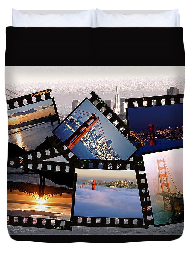 San Francisco Duvet Cover featuring the photograph Golden Gate Collage by Christopher McKenzie