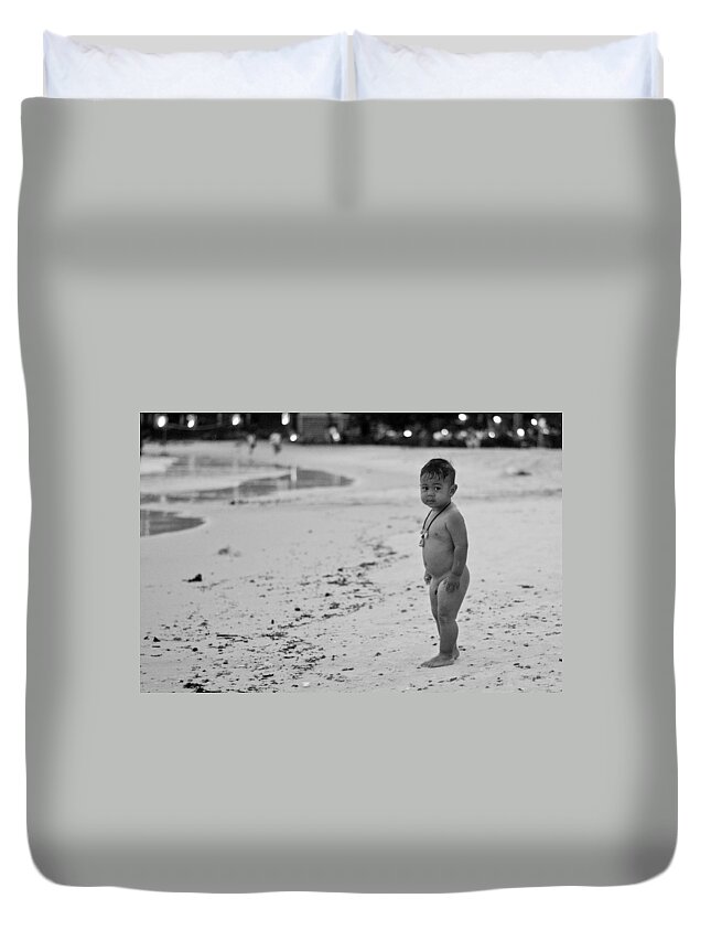 Documentary Duvet Cover featuring the photograph Beach Baby by Rick Saint