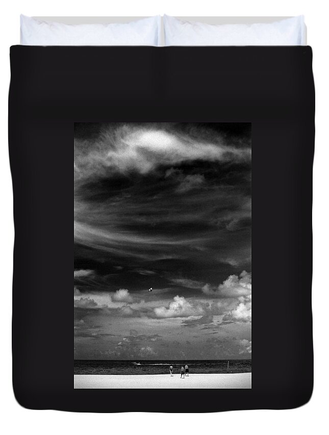 Beach Duvet Cover featuring the photograph Beach Sky People by Christopher McKenzie