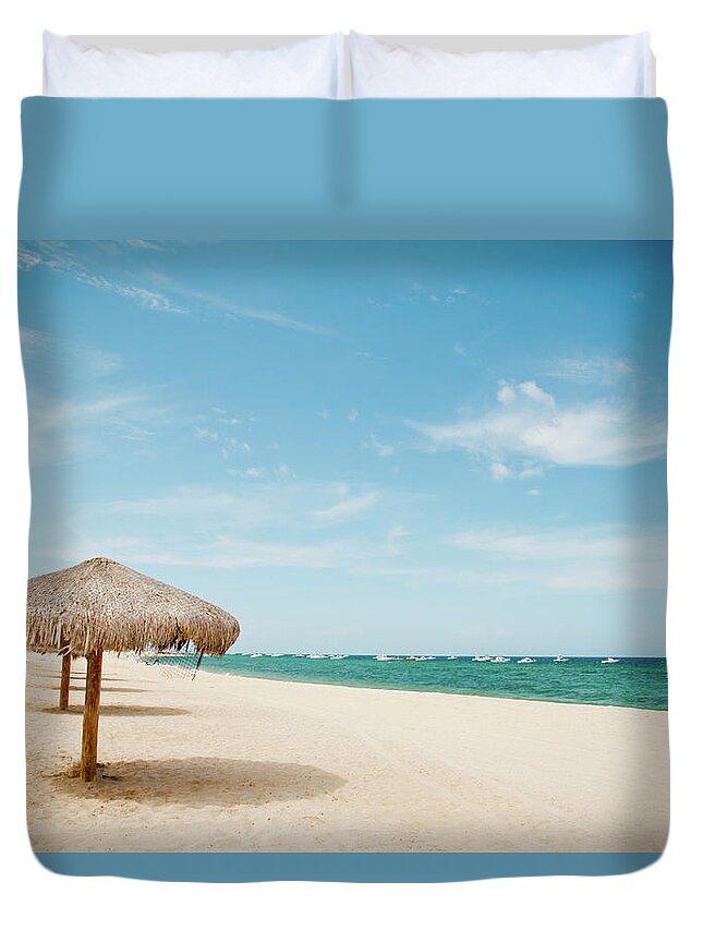 Tranquility Duvet Cover featuring the photograph Beach Umbrella by Christopher Kimmel