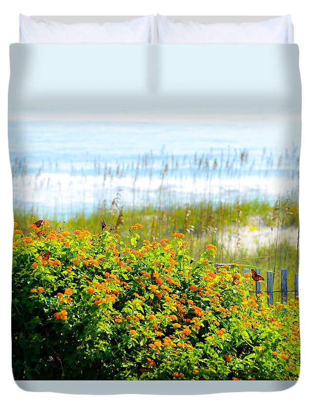Beach Butterfly Duvet Cover featuring the photograph Beachy Butterflies by Mary Hahn Ward