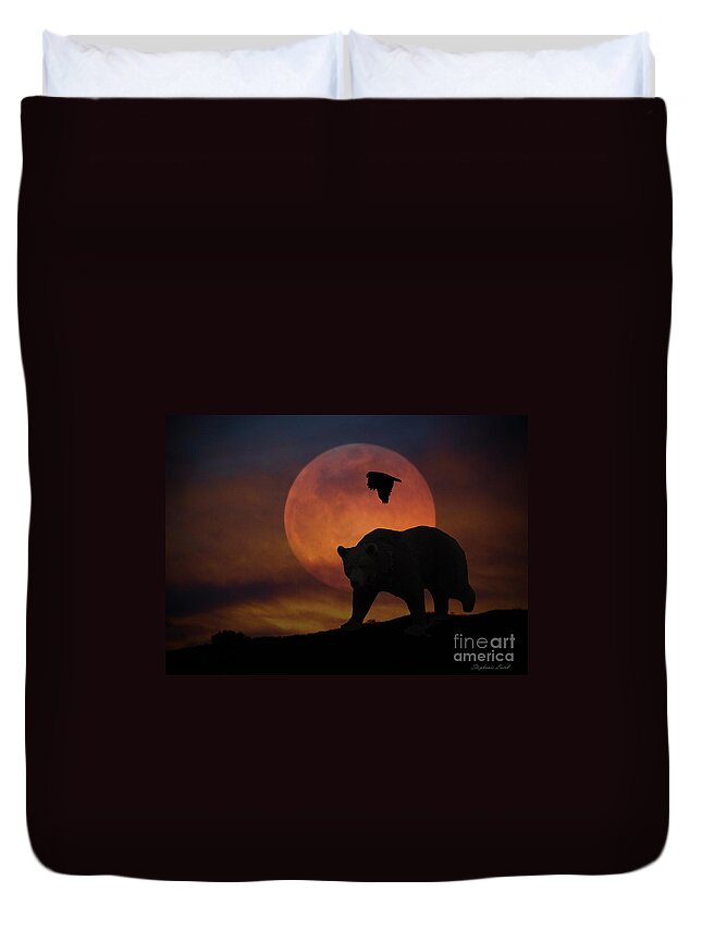 Native American Duvet Cover featuring the photograph Bear and Moon by Stephanie Laird