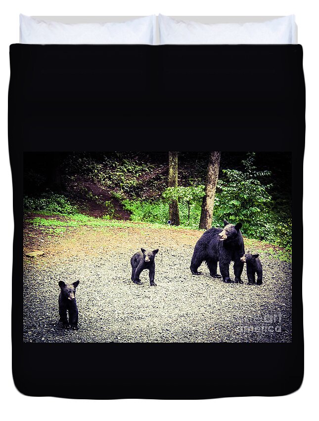 Young Duvet Cover featuring the photograph Bear Family Affair by Jan Dappen
