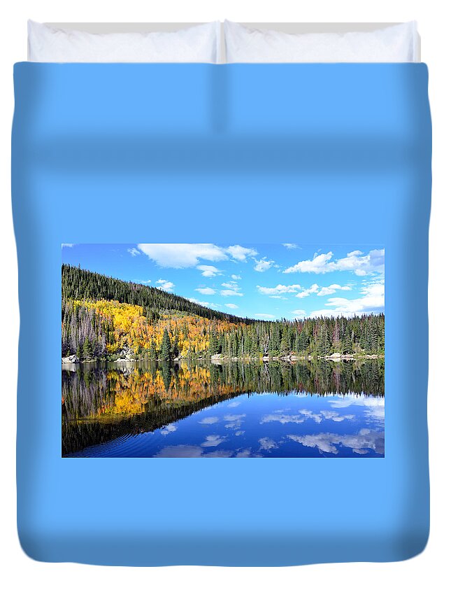 Rocky Duvet Cover featuring the photograph Bear Lake Reflection by Tranquil Light Photography