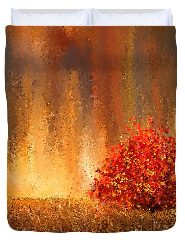 Four Seasons Duvet Cover featuring the painting Beautiful Change- Autumn Impressionist by Lourry Legarde