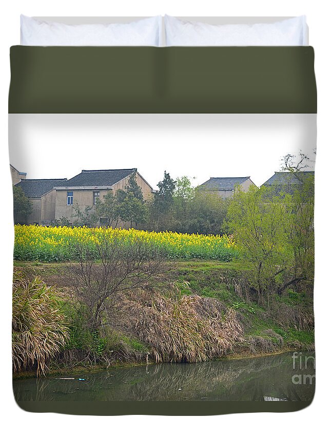 Art Duvet Cover featuring the photograph beautiful China's rural scenery-03 by Hongtao Huang