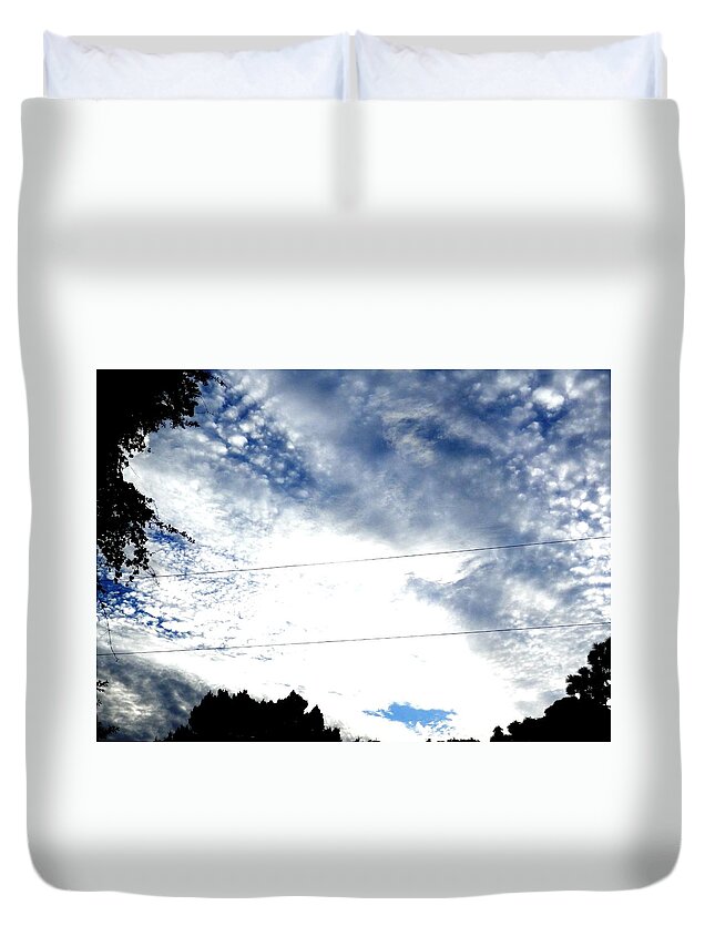 Blue And Clouds Making A Beautiful Contrast Together Duvet Cover featuring the photograph Beautiful Cloudy Morning by Belinda Lee