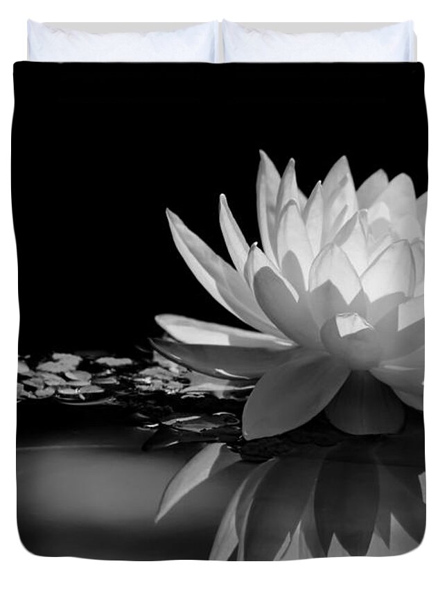 Landscape Duvet Cover featuring the photograph Beautiful Water Lily Reflections by Sabrina L Ryan