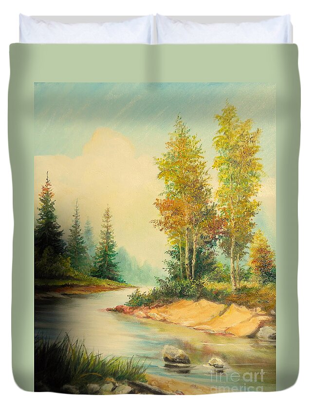 Autumn Duvet Cover featuring the painting Beautiful wild by Sorin Apostolescu