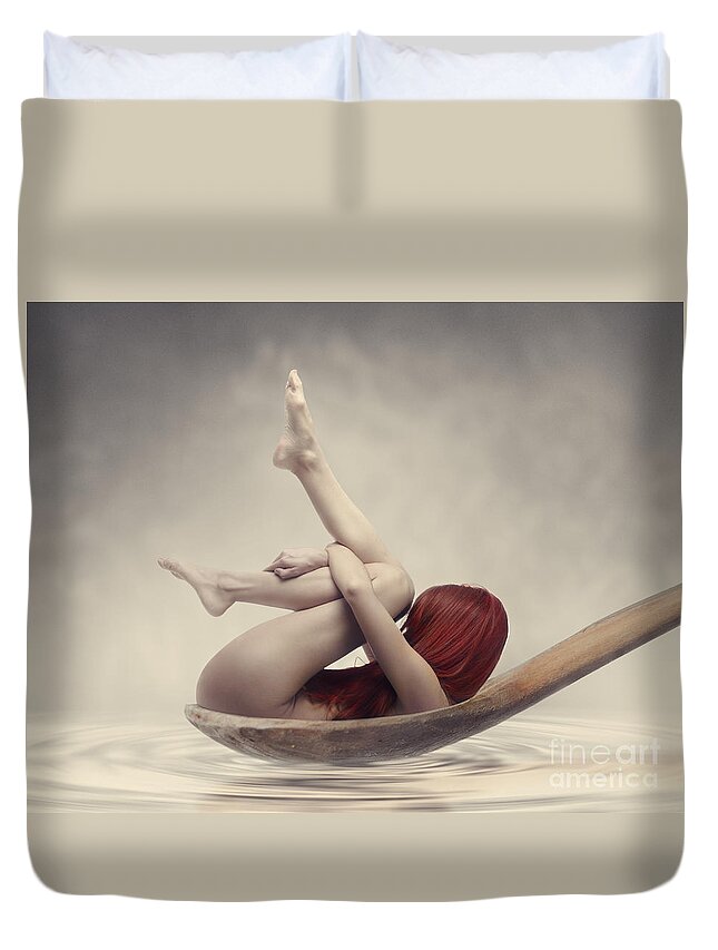 Woman Duvet Cover featuring the photograph Beauty Bath by Jelena Jovanovic
