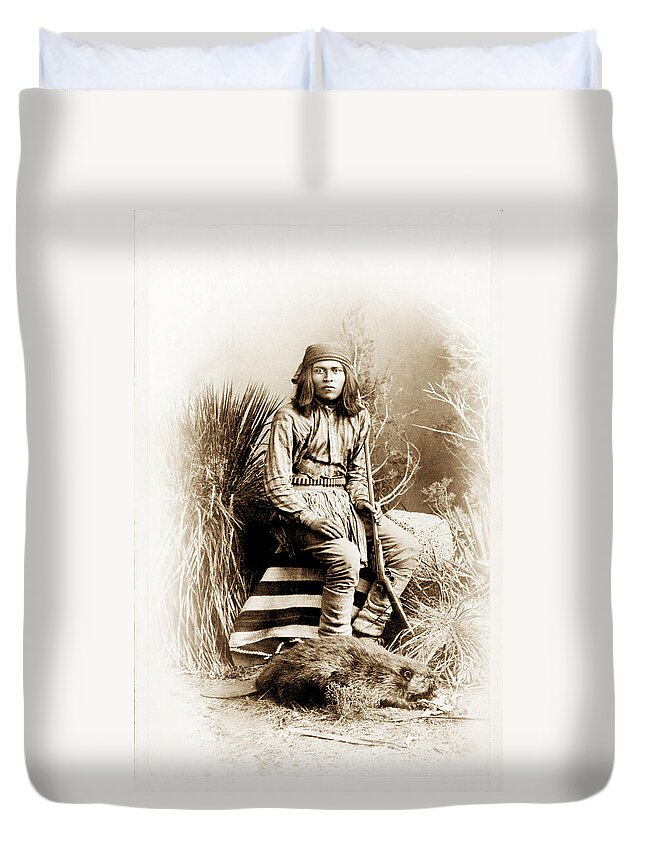 Indian Duvet Cover featuring the photograph Beaver Hunter - American Indian by Paul W Faust - Impressions of Light