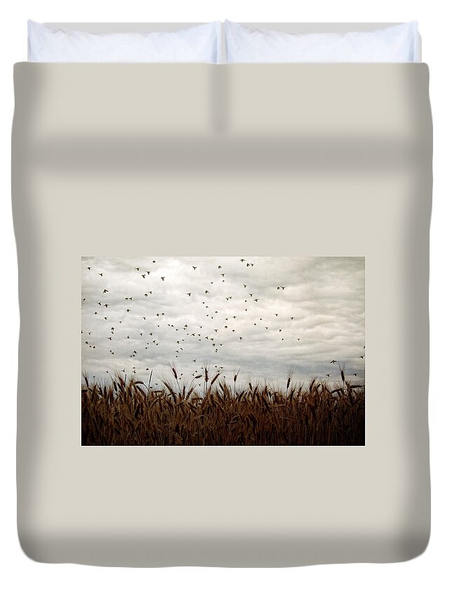 Blackbirds Duvet Cover featuring the photograph Because of Them by Angie Rea