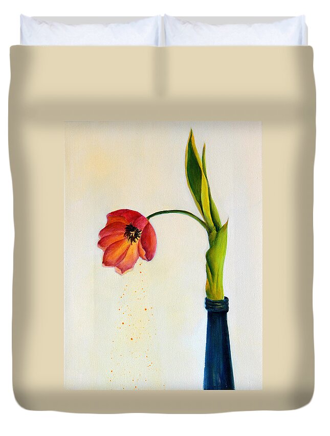 Simple Flower Duvet Cover featuring the painting Become by Nila Jane Autry