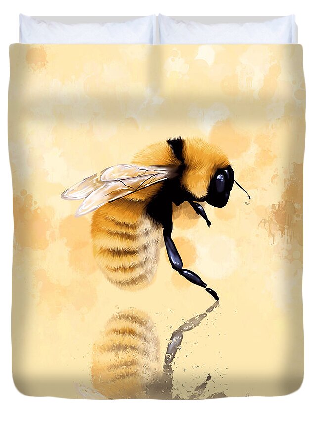 Bee Duvet Cover featuring the painting Bee by Veronica Minozzi
