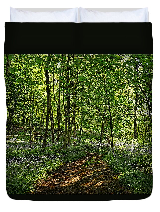Britain Duvet Cover featuring the photograph Bee Wood - Bluebells by Rod Johnson