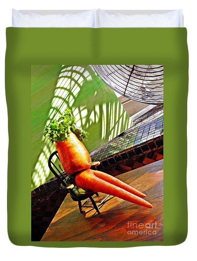 Carrot Duvet Cover featuring the photograph Beer Belly Carrot on a Hot Day by Sarah Loft