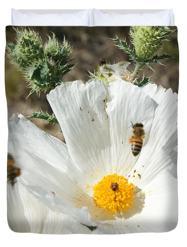  Duvet Cover featuring the photograph Bees at Work by James Gay