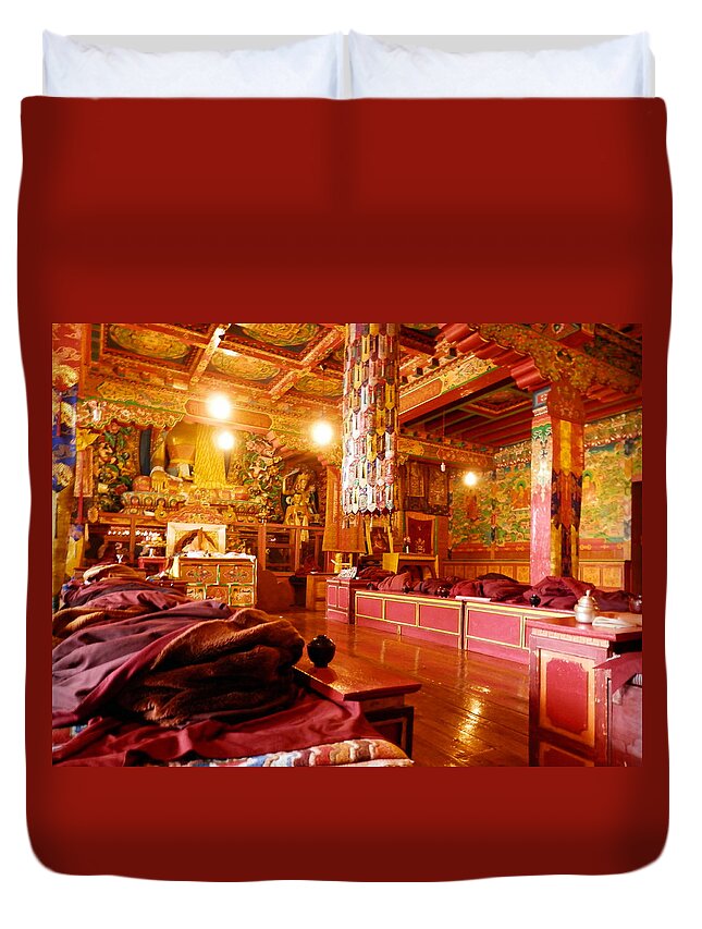 Monastery Duvet Cover featuring the photograph Before the Prayer Session by Pema Hou