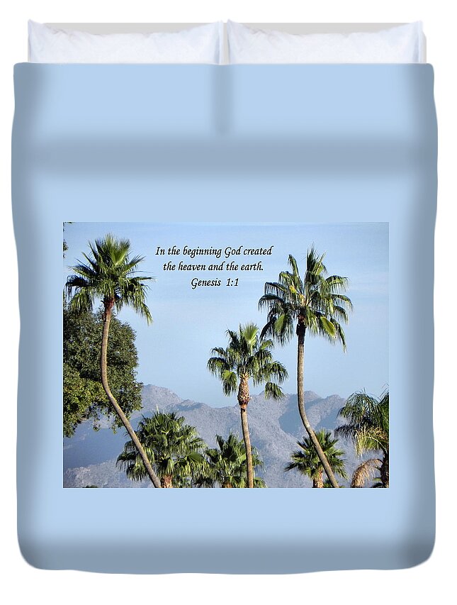 Palm Trees Duvet Cover featuring the photograph Beginning by Deb Halloran