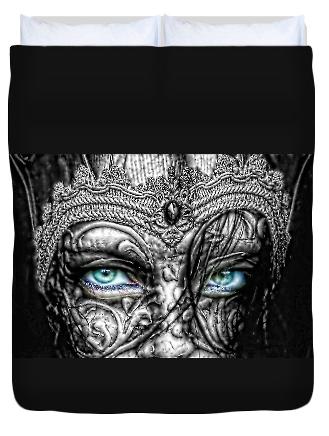 Behind Blue Eyes Duvet Cover featuring the photograph Behind Blue Eyes by Mo T