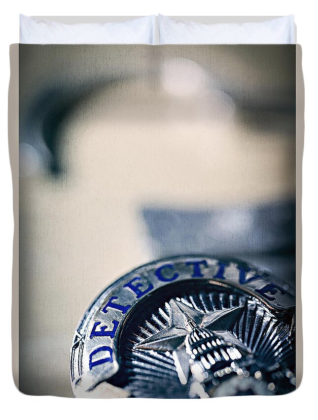 Police Duvet Cover featuring the photograph Behind the Badge by Trish Mistric