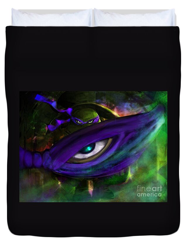 Ninja Turtle Duvet Cover featuring the digital art Behind the Mask by Mary Eichert