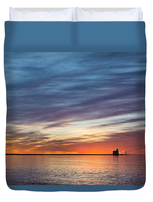 Lighthouse Duvet Cover featuring the photograph Behold the Dawn by Bill Pevlor