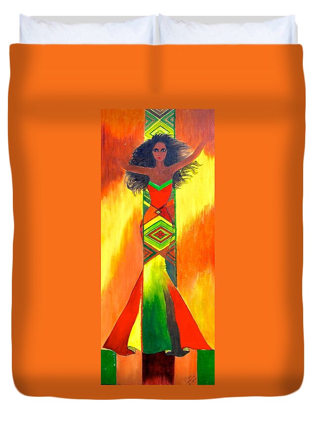 African Paintings Duvet Cover featuring the painting Being Wild by Mahlet