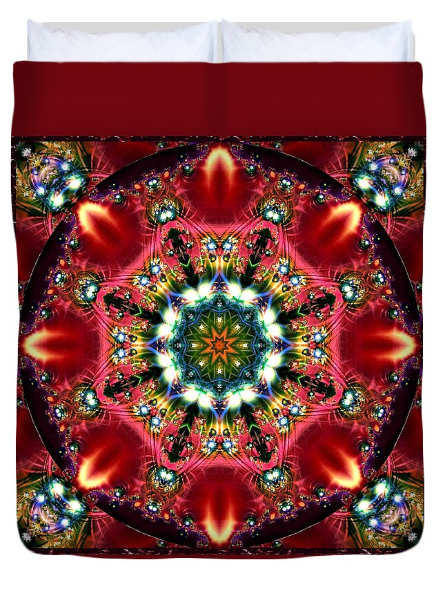 Kaleidoscope Duvet Cover featuring the digital art Bejewelled Mandala No 2 by Charmaine Zoe
