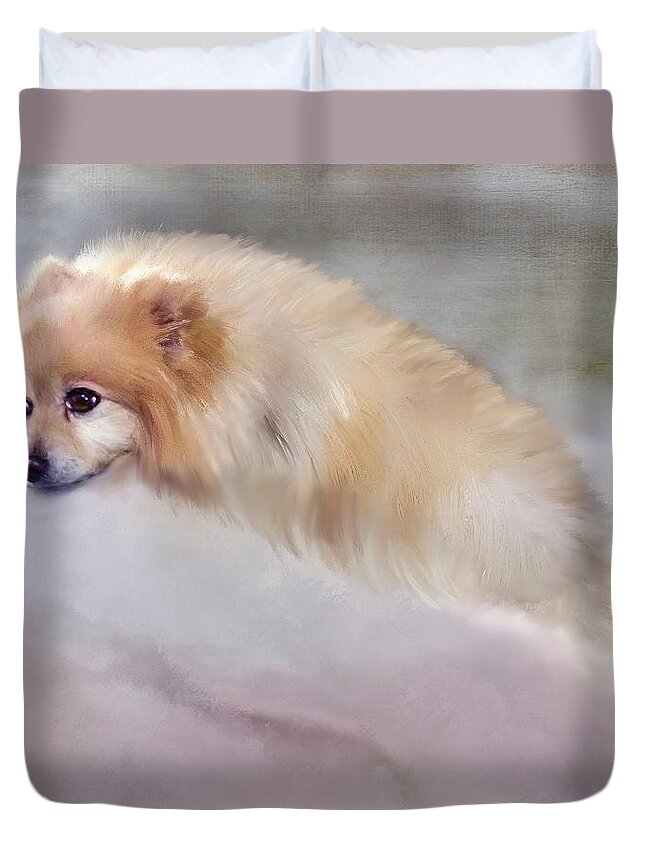 Dogs Duvet Cover featuring the painting Bella Boo by Colleen Taylor