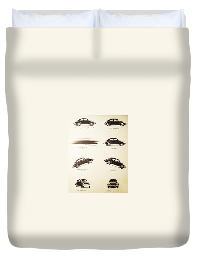 Vw Beetle Duvet Cover featuring the digital art Benefits of a Volkwagen by Georgia Clare