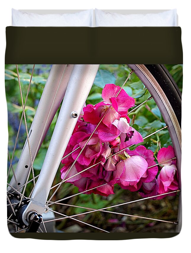 Bicycle Duvet Cover featuring the photograph Bespoke Flower Arrangement by Rona Black