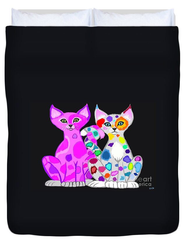 Cats Duvet Cover featuring the painting Best Friends by Nick Gustafson