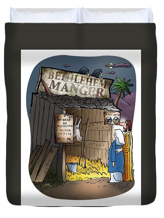 Seasonal Duvet Cover featuring the digital art Bethlehem Manger by Mark Armstrong