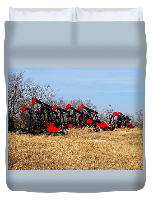 Oil Duvet Cover featuring the photograph Bethlehem Pump Jacks by Keith Stokes